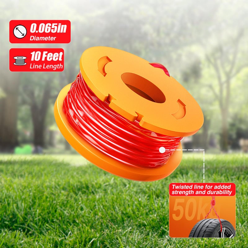 TOPEMAI خط استبدال توبيماي WA0010 لقص العشب 0.065 بوصة لووركس WG154 WG163 WG160 WG180 WG175 WG155 WG151 (12 بكرة + 3 أغطية) - Image 2